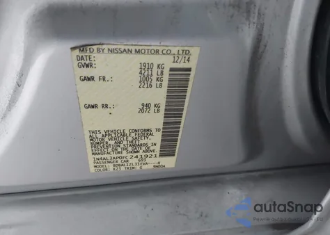 2015 Nissan Altima 2.5 Sv из США, поврежденный, VIN 1N4AL3AP0FC241921